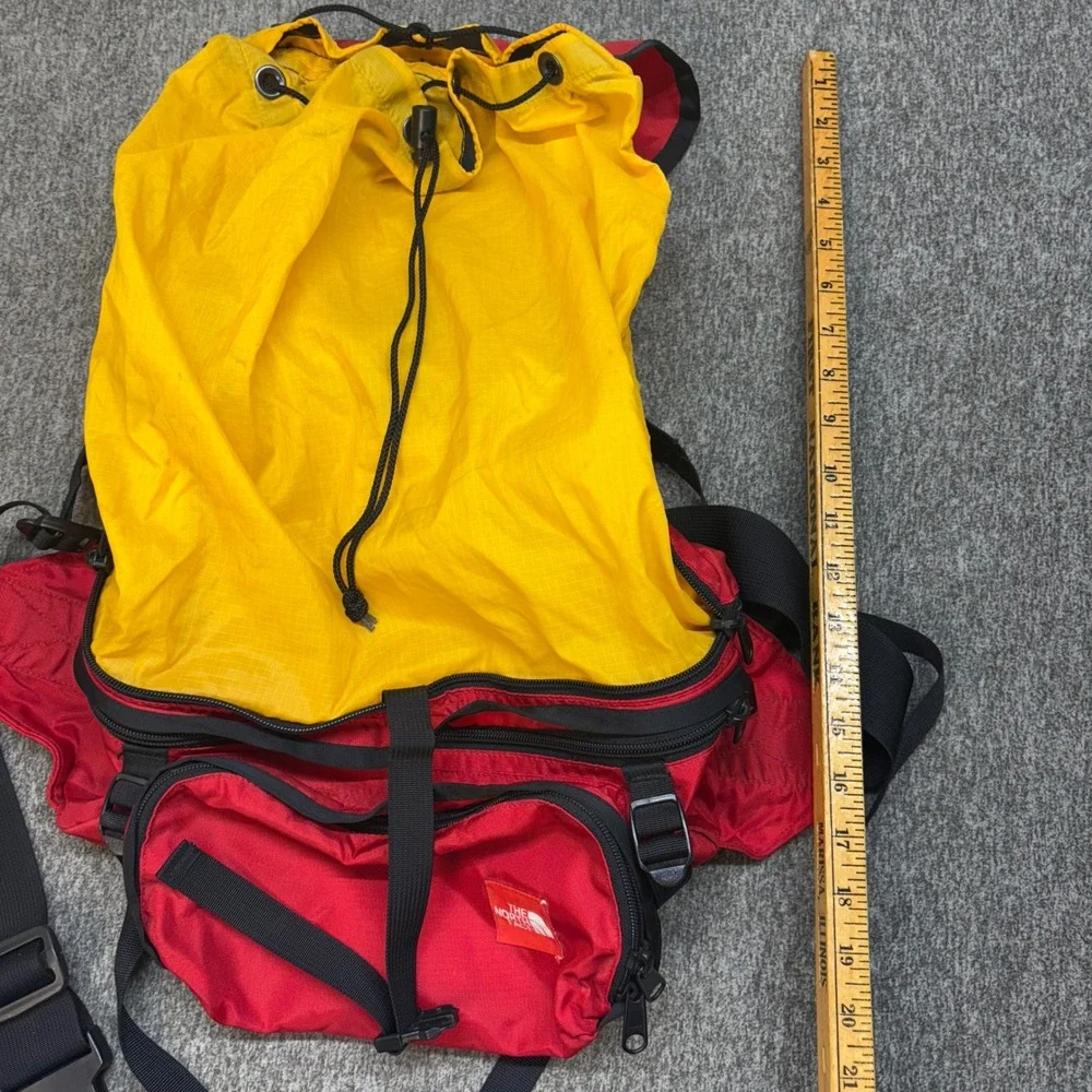 Vintage The North Face‎ Convertible Fanny Pack Backpack Red Yellow Nylon Korea